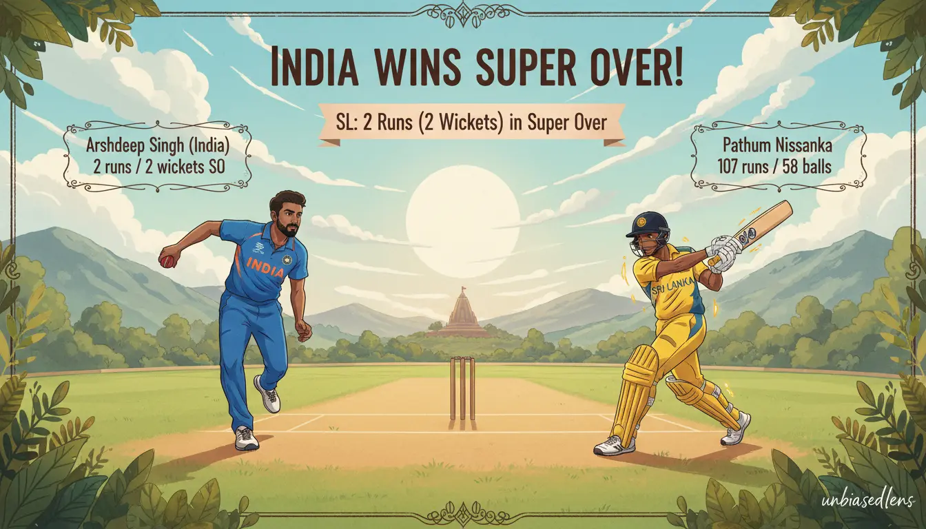 Featured image for sports news article: India vs Sri Lanka: A Super Over for the Ages