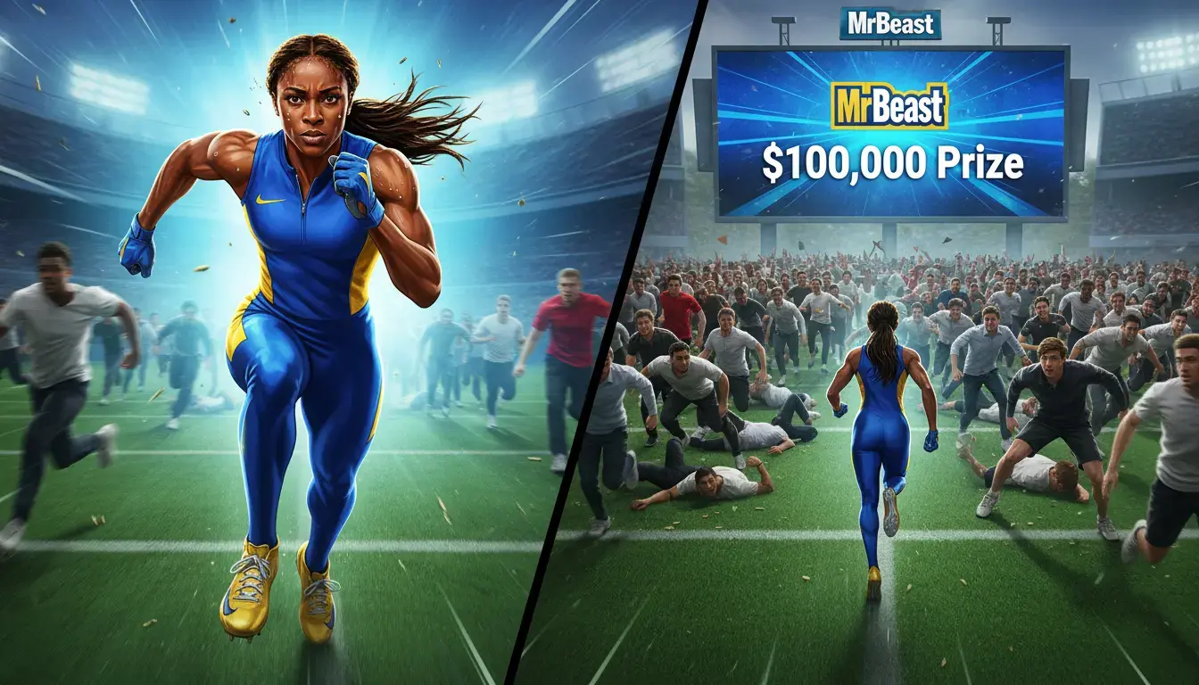 World's Fastest Woman Dusts 100 Men for $100K; MrBeast Video Hits 50M Views