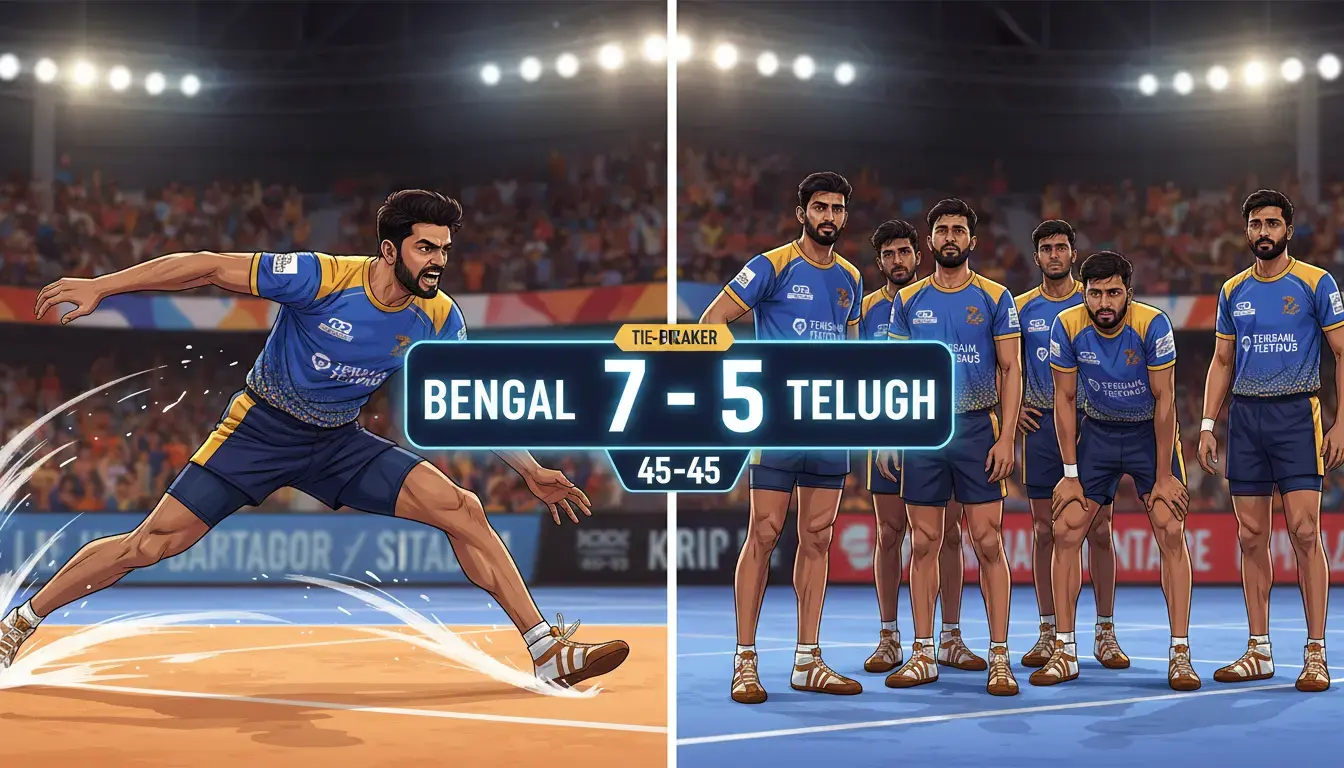 PKL 2025 Historic Tie-Breaker: Bengal Warriorz Stun Titans 7-5 After 45-45 Thriller