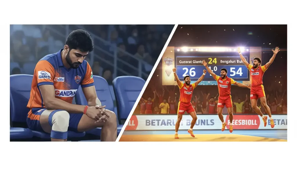 Shadloui Injury Ends Gujarat's Season; Crushing 54-26 Loss Knocks Giants Out of PKL 12 Playoffs