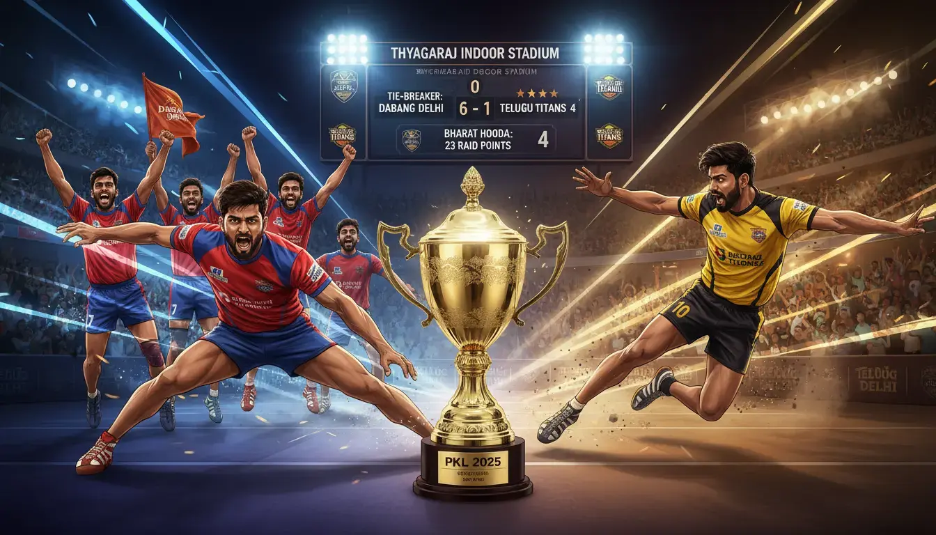 PKL 2025 Final: Dabang Delhi In After 34-34 Tie; Titans vs Paltan For Final Spot