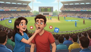 Viral stadium moment: Girl playfully slaps boy during IND vs WI Test; commentators stunned