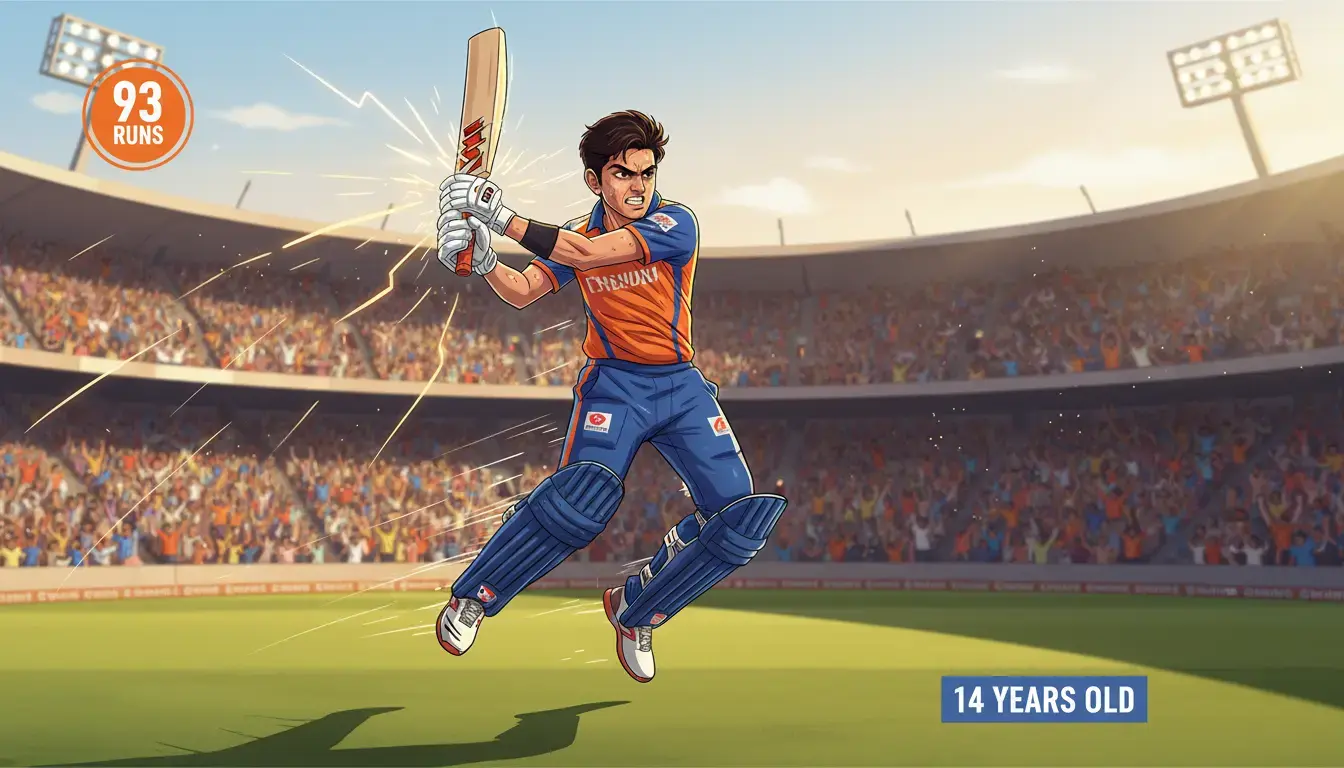 14-Year-Old Prodigy Vaibhav Suryavanshi Smashes 93; Youngest Ranji Ton Record Missed