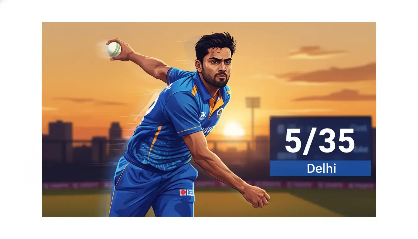 Ranji Trophy 2025: Auqib Nabi's Dual-Swing Shocks Delhi with 5/35; J&K Pacer Dominates