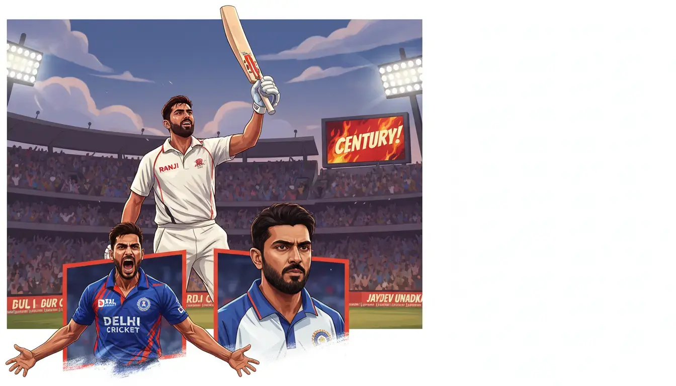 Ranji Trophy 2025: Ex-KKR Star Hits Maiden Ton; SRH Pacer Bags Fiery 6-Fer for Delhi